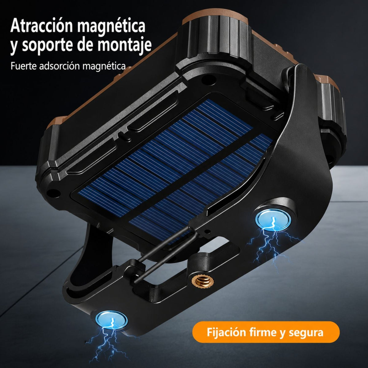 Reflector LED solar portátil recargable con imán, gancho y 4 modos (MTYX87) - foto 4