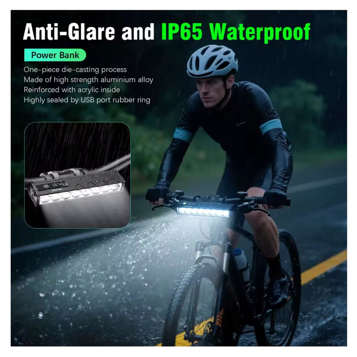 Barra LED de 8 luces y 12000 lúmenes para bici, moto y scooter, con USB-C - foto 4