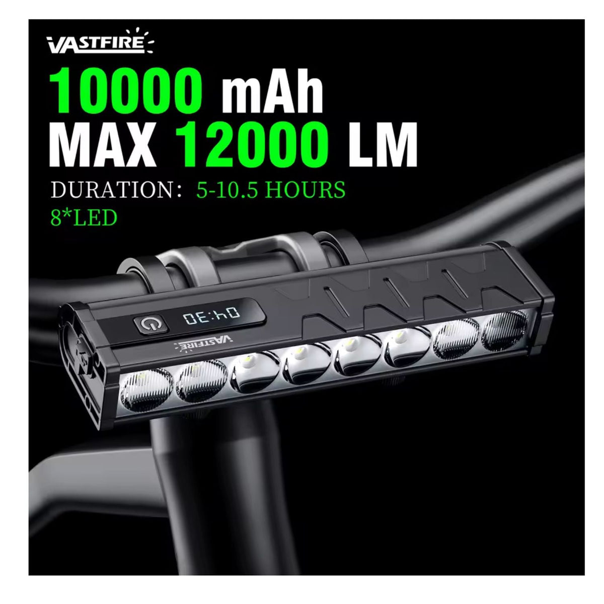 Barra LED de 8 luces y 12000 lúmenes para bici, moto y scooter, con USB-C - foto 3