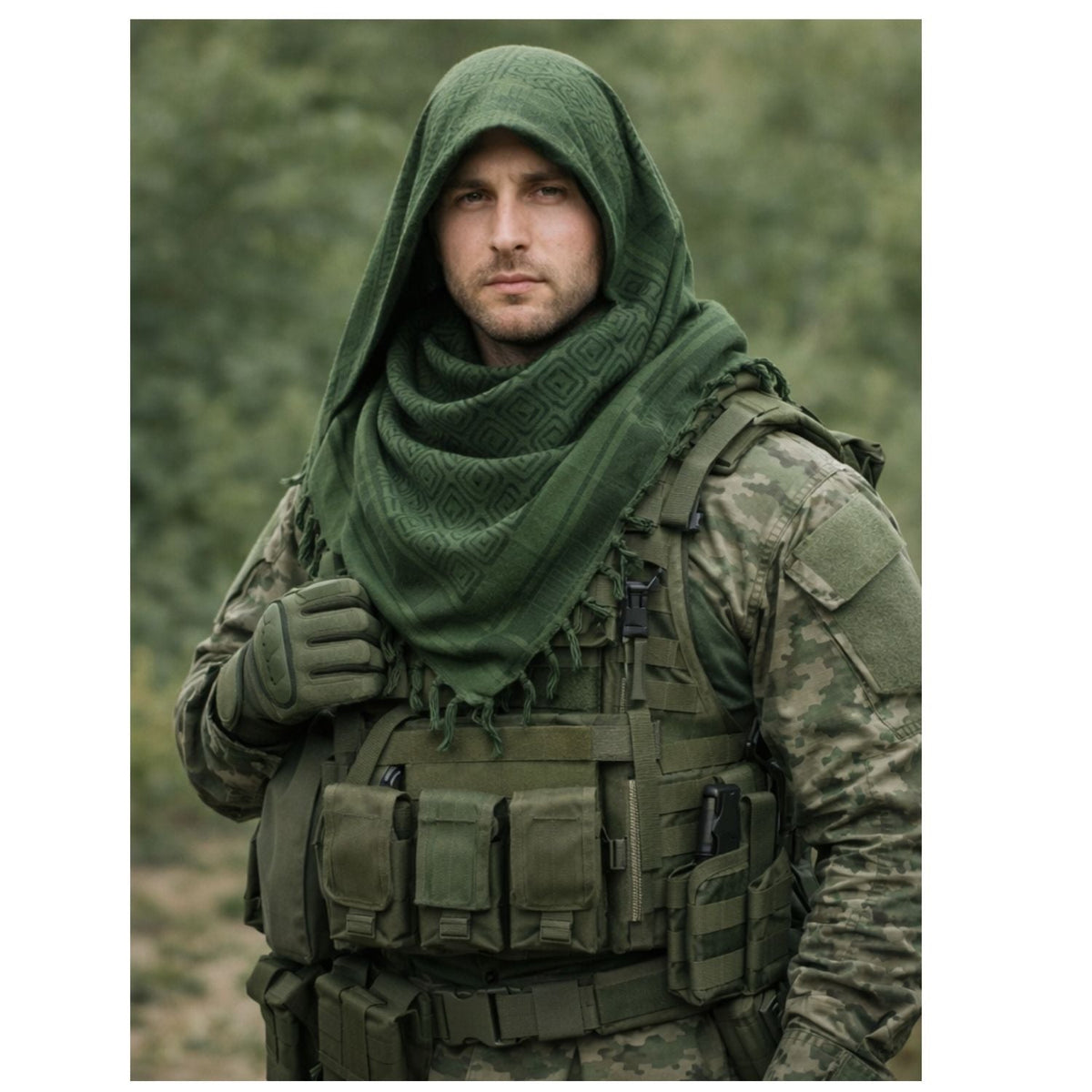 Palestina tipo shemagh militar de algodón para sol, viento y polvo - foto 5