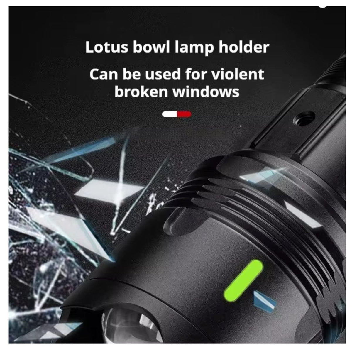 Linterna recargable zoom con power bank, pantalla de batería y rompe vidrios - foto 4