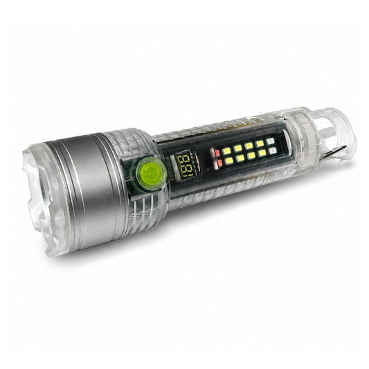 Lámpara LED recargable con luz UV, imán, mosquetón y pantalla digital