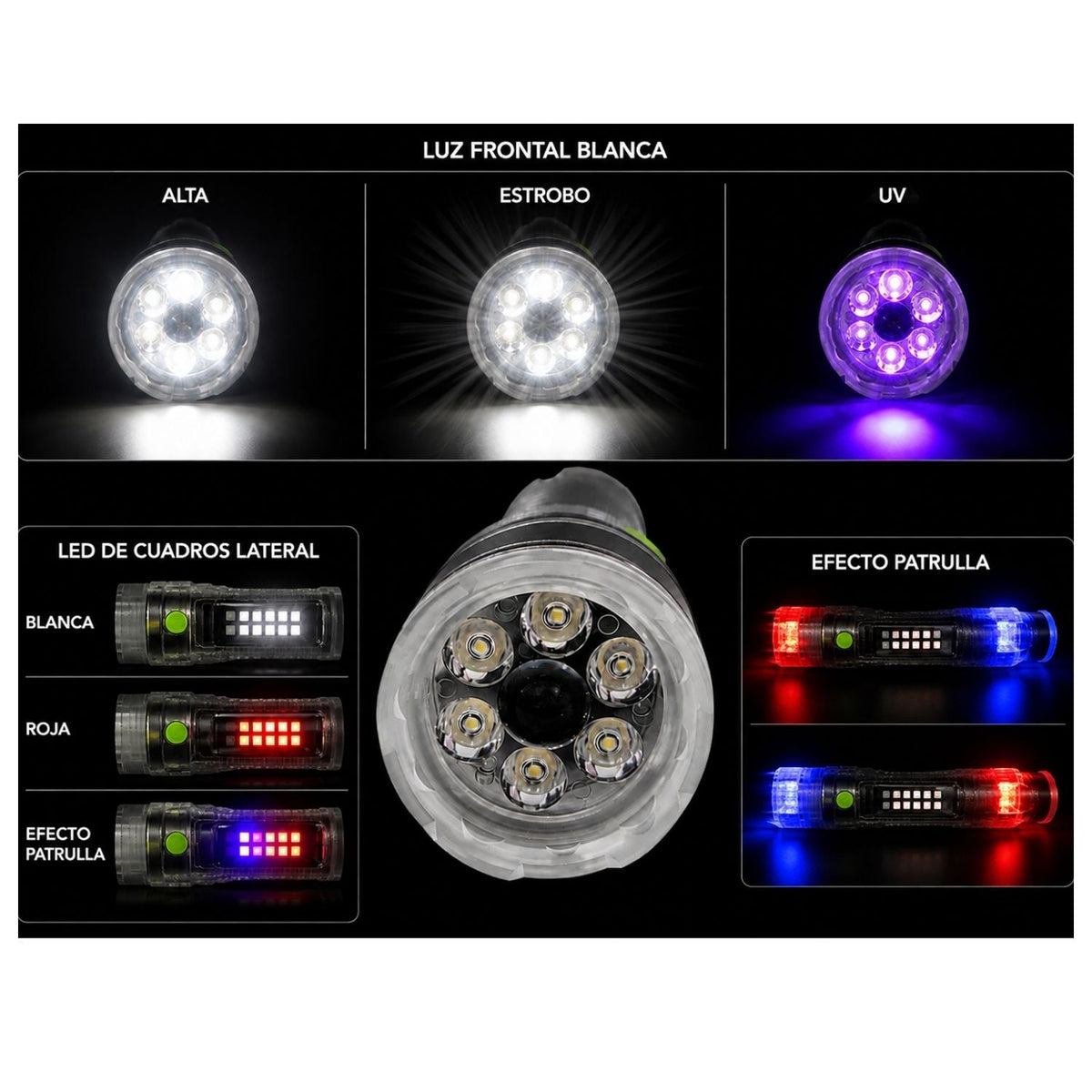 Lámpara LED recargable con luz UV, imán, mosquetón y pantalla digital - foto 6