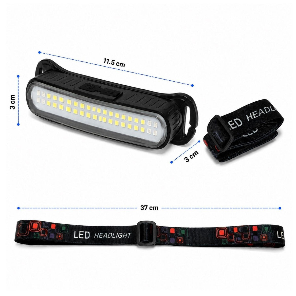 Lámpara de cabeza LED recargable USB-C con 4 modos y luz roja/azul - foto 2