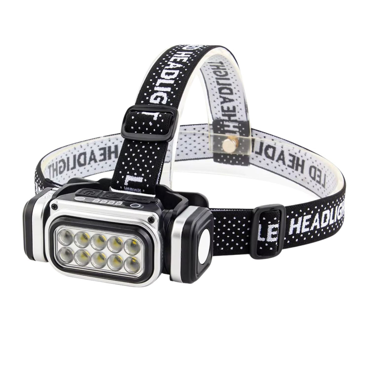Lámpara frontal de 10 LED con sensor de movimiento, patrulla y giro de 60°