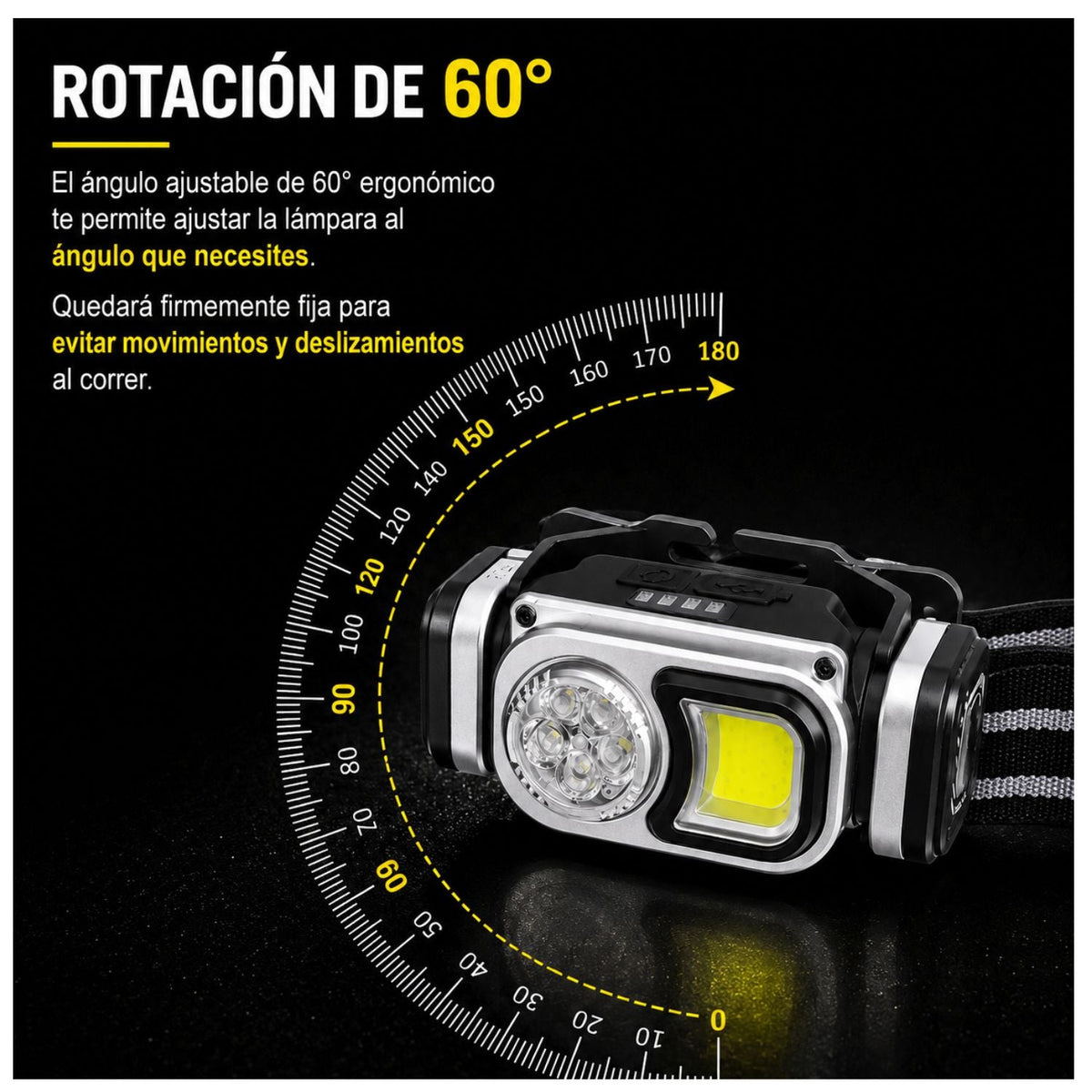 Lámpara frontal de 10 LED con sensor de movimiento, patrulla y giro de 60° - foto 2