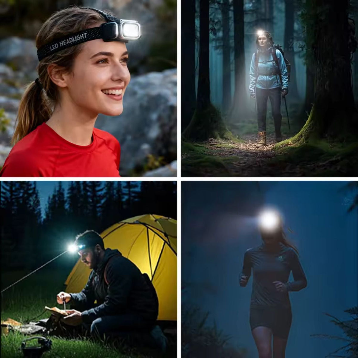 Lámpara frontal LED COB recargable con sensor de movimiento y luz roja - foto 4