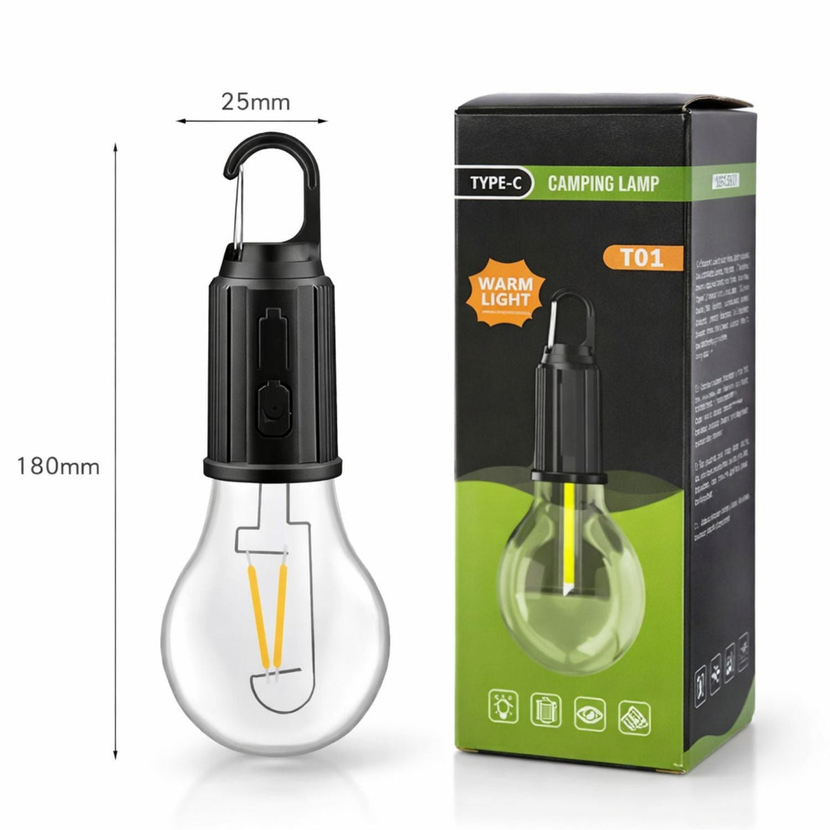 Foco LED de campamento recargable con gancho, luz cálida 2700K - foto 3