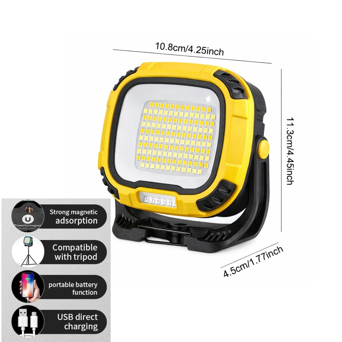 Reflector LED portátil con imán, power bank, USB-C y soporte ajustable - foto 4