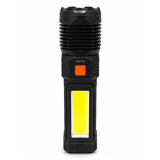 Lámpara LED recargable con luz COB giratoria 90° y LED de largo alcance