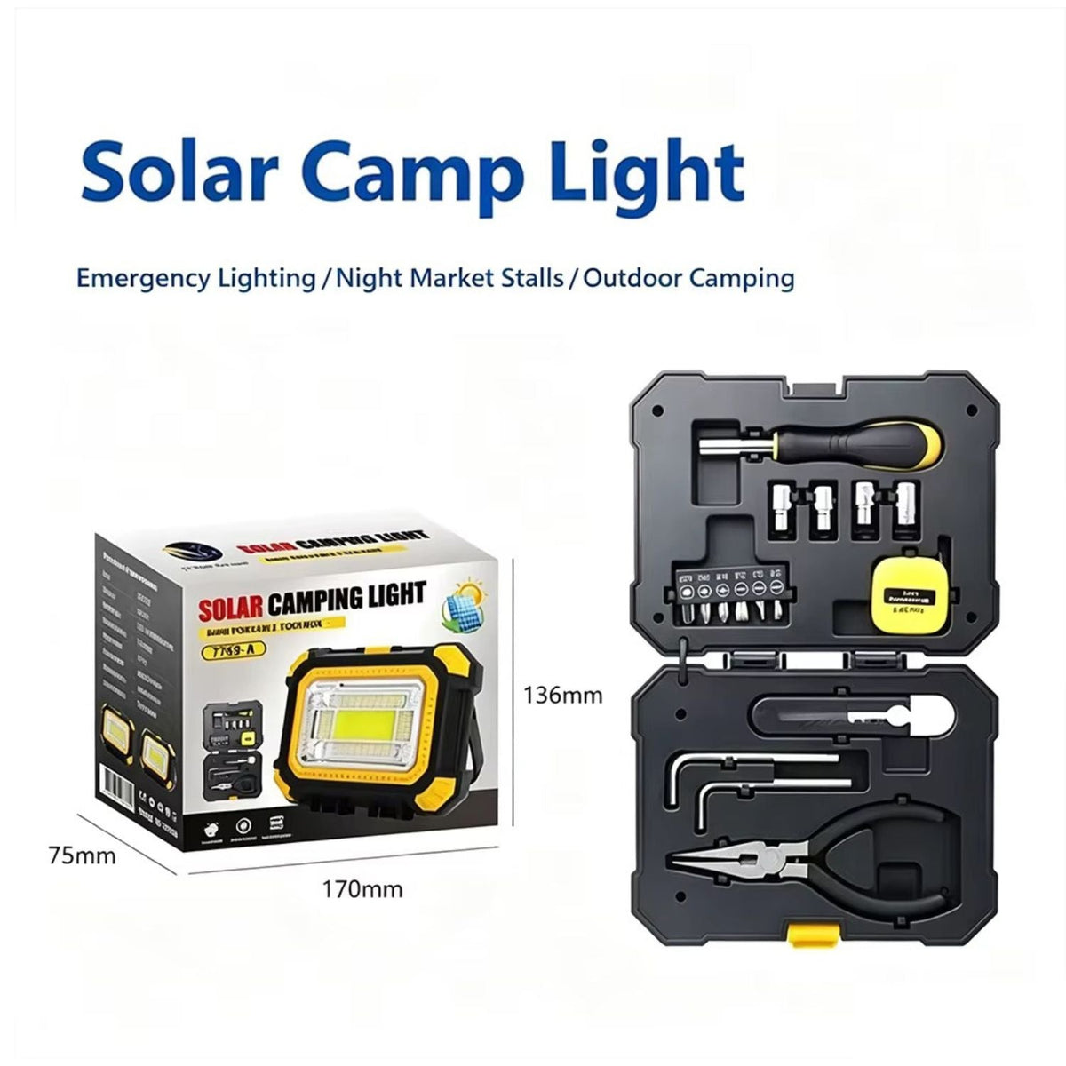 Reflector LED solar 3 en 1 recargable con power bank y kit de herramientas - foto 5