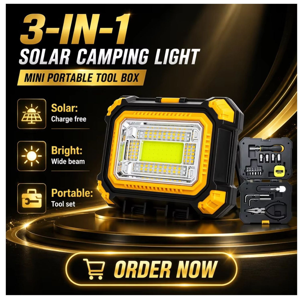 Reflector LED solar 3 en 1 recargable con power bank y kit de herramientas - foto 6
