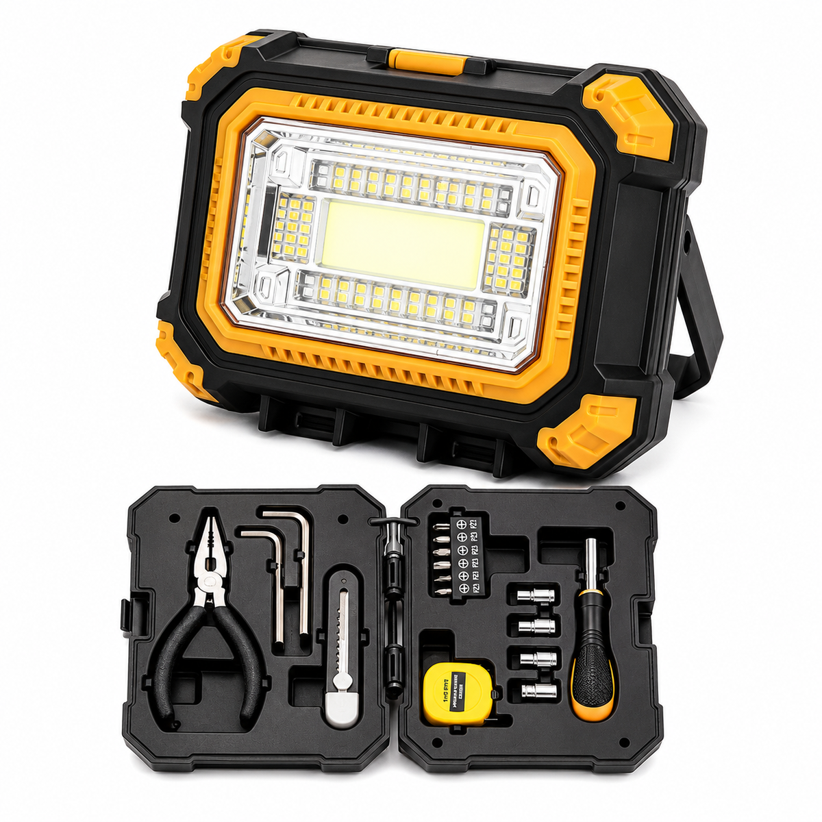 Reflector LED solar 3 en 1 recargable con power bank y kit de herramientas - foto 2