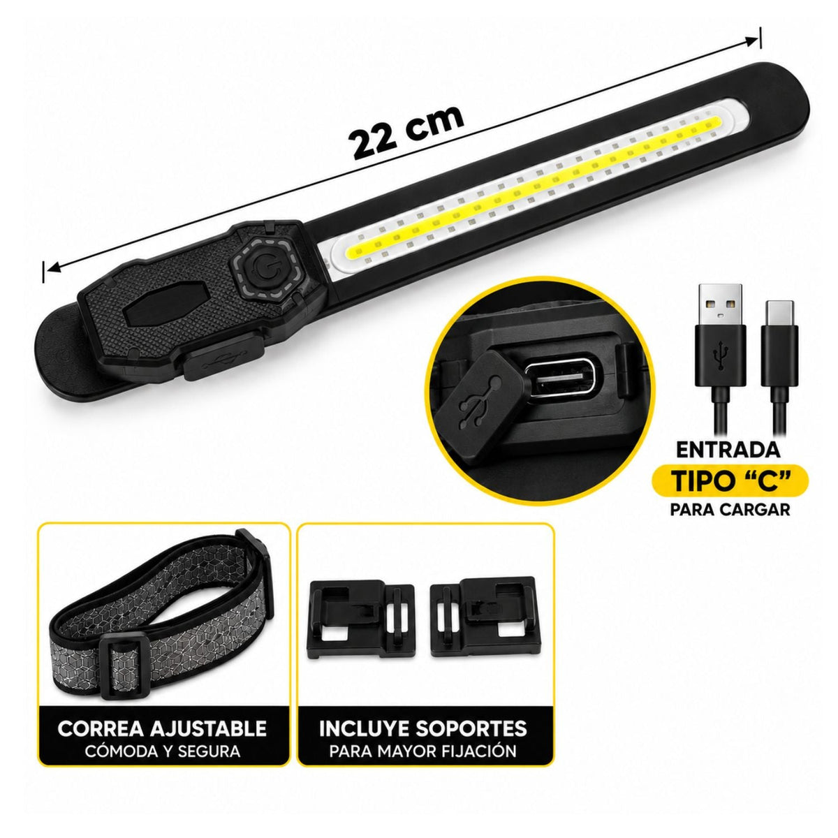 Lámpara LED recargable 2 en 1 para cabeza o muñeca con 8 modos de luz - foto 2