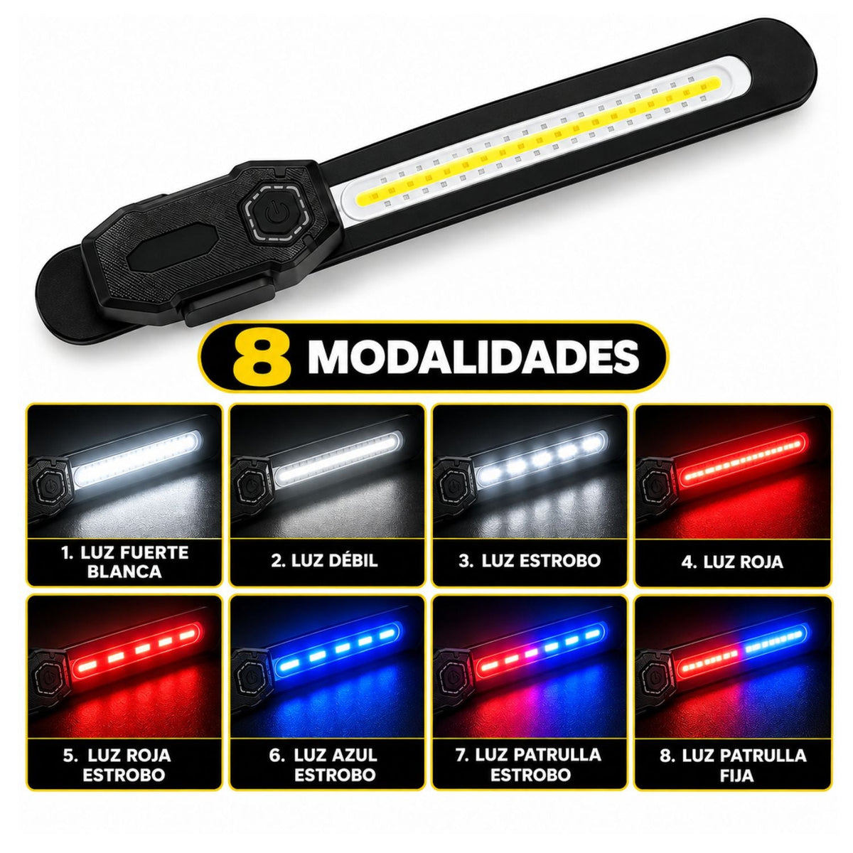 Lámpara LED recargable 2 en 1 para cabeza o muñeca con 8 modos de luz - foto 3