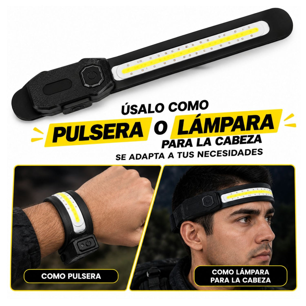Lámpara LED recargable 2 en 1 para cabeza o muñeca con 8 modos de luz - foto 4