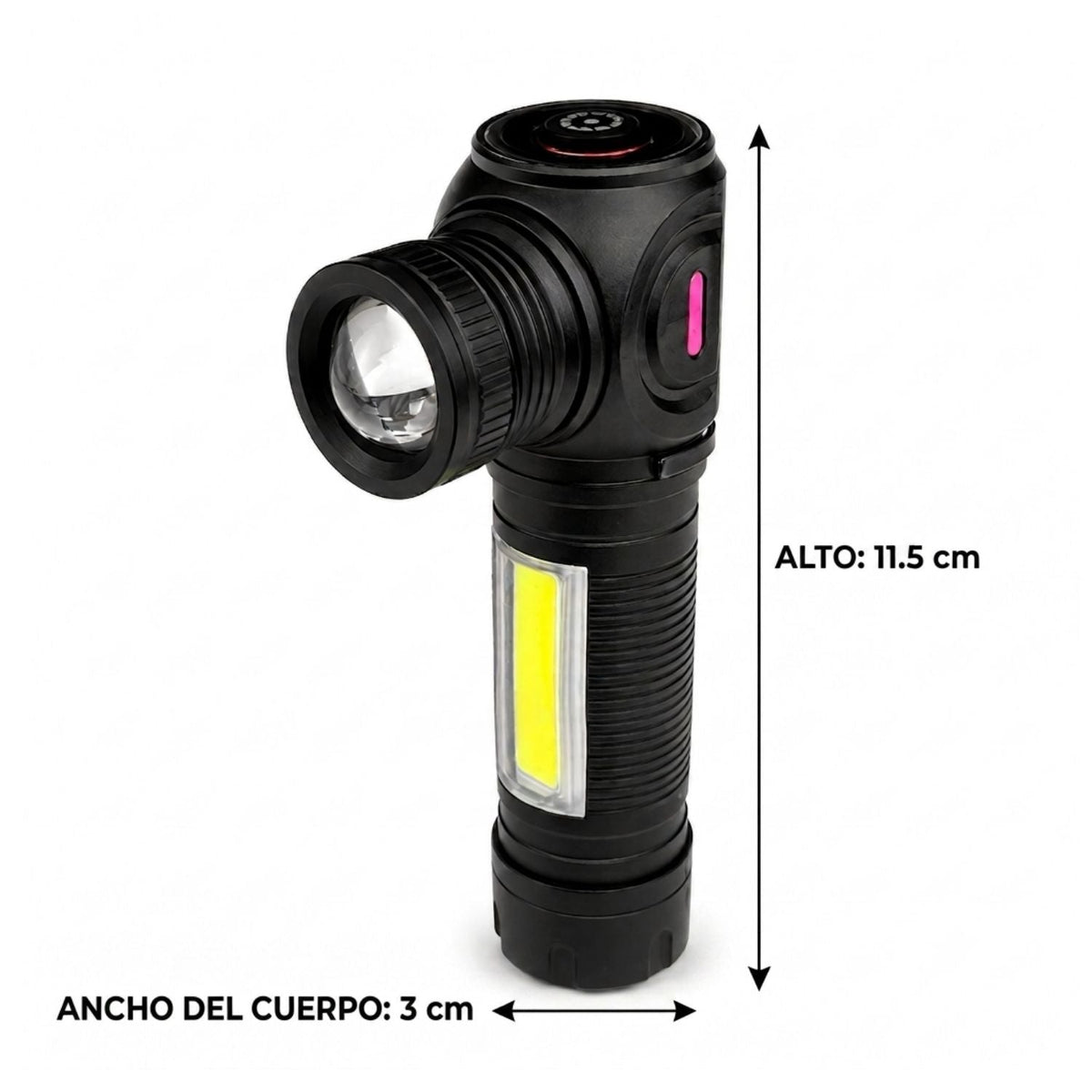 Lámpara mini COB con luz lateral, imán, clip y batería 18650 recargable - foto 2