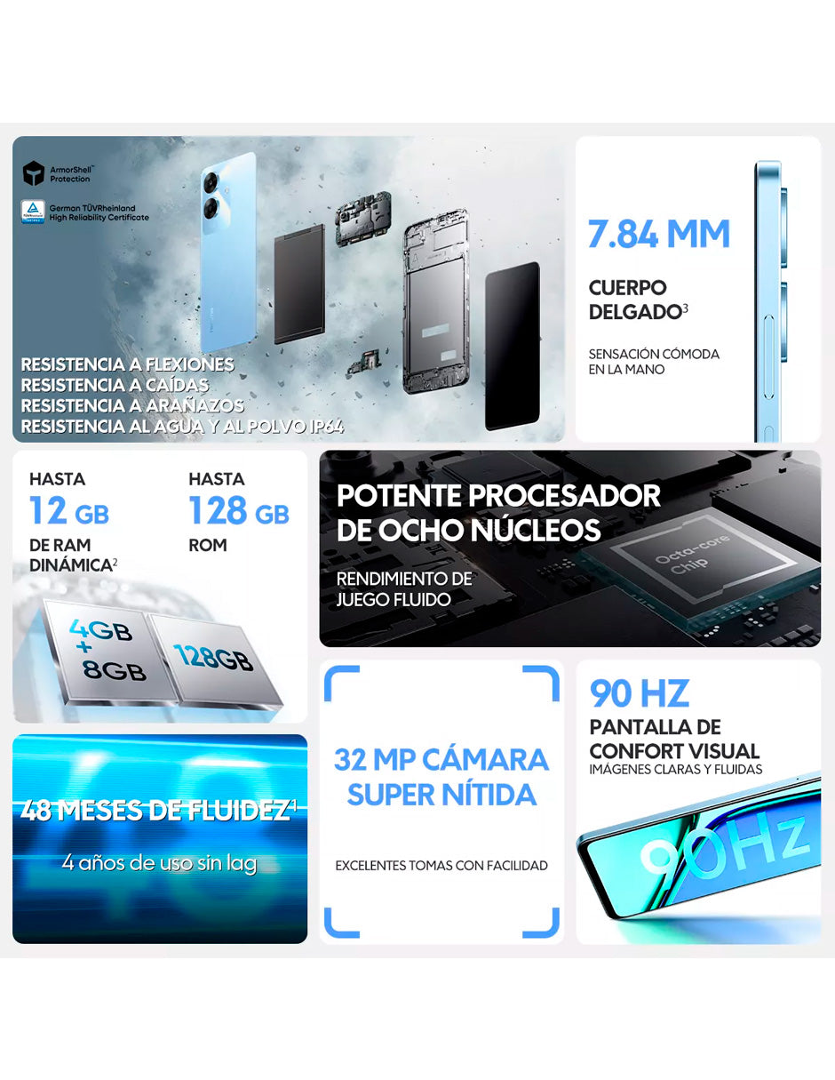 SmartPhone Note 60 4gb Ram / 128 gb / 32mp Cámara 5000 mah con Ip64 Azul
