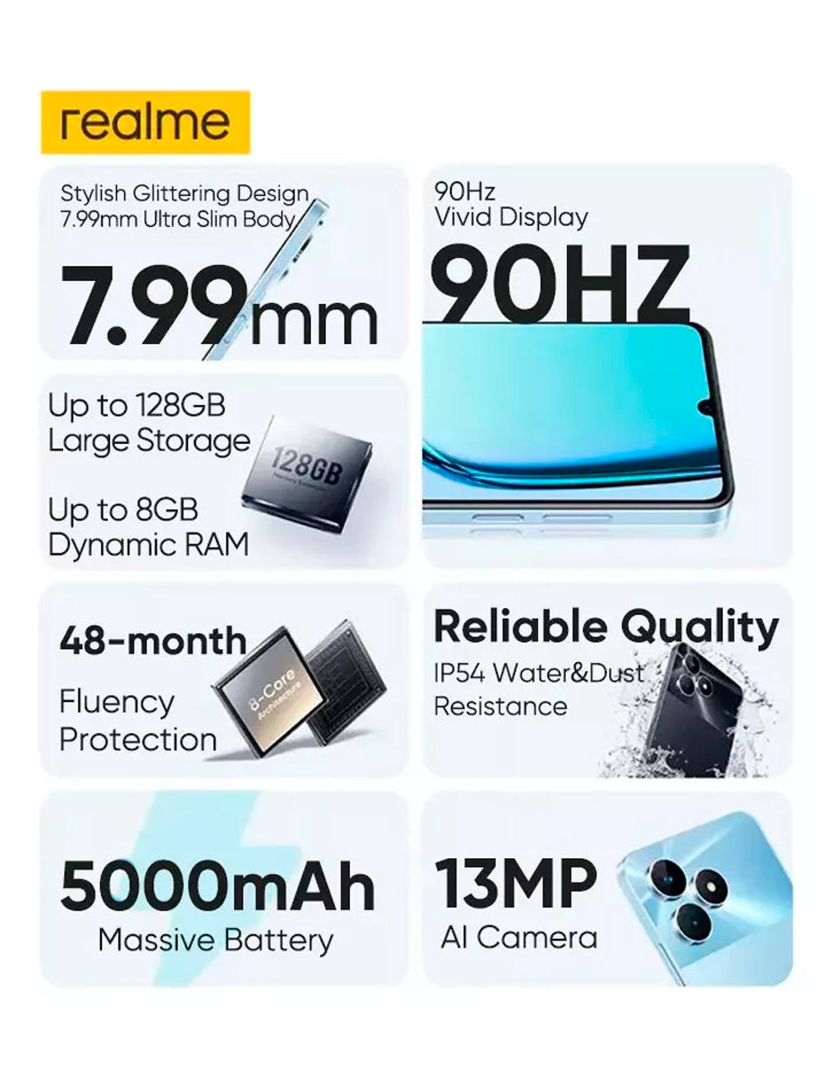 SmartPhone Note 50 4 gb Ram / 128 gb 13 mp Ai Cámara Ip54 5000 mah Azul