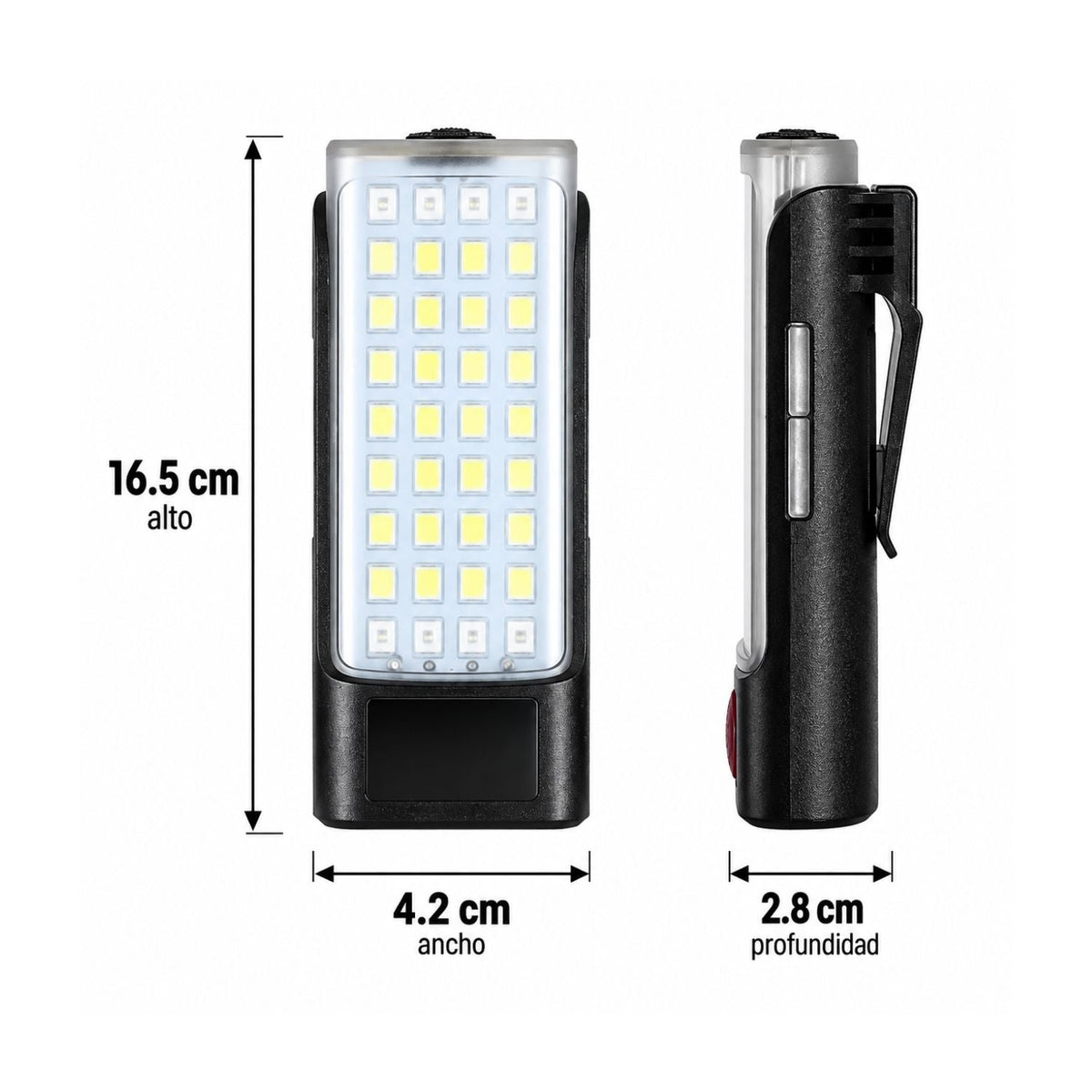 Lámpara LED recargable con imán, clip y conector USB directo, 5 modos - foto 2
