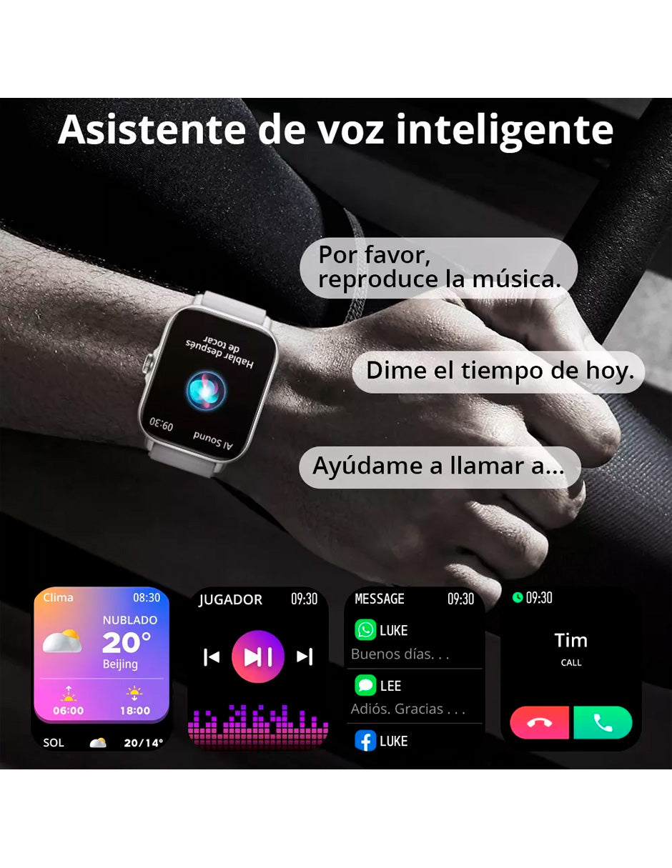 Smartwat P28 Compatible con Android e IOS con Llamada Silver
