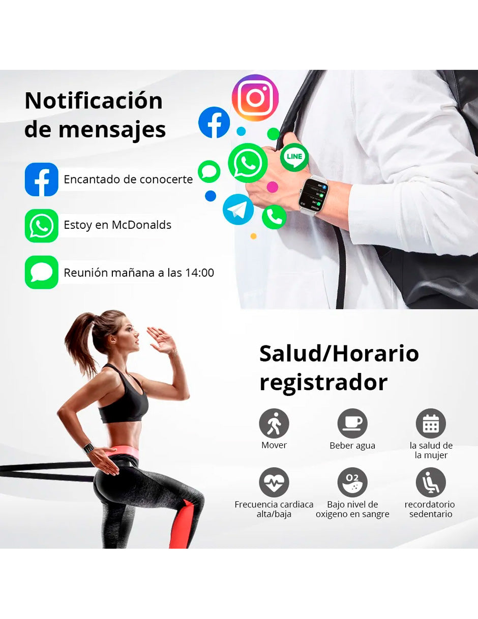 Smartwat P28 Compatible con Android e IOS con Llamada Silver