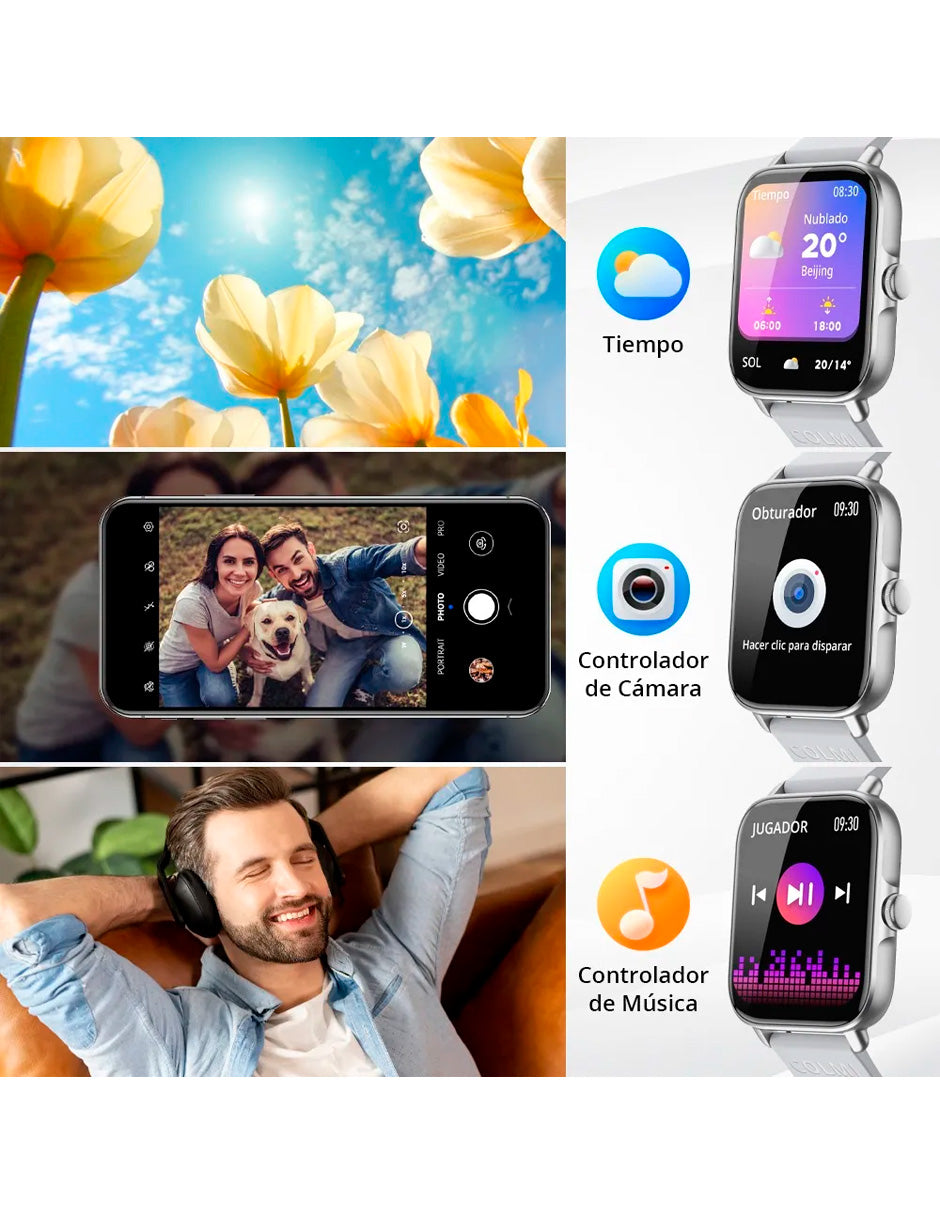 Smartwat P28 Compatible con Android e IOS con Llamada Silver