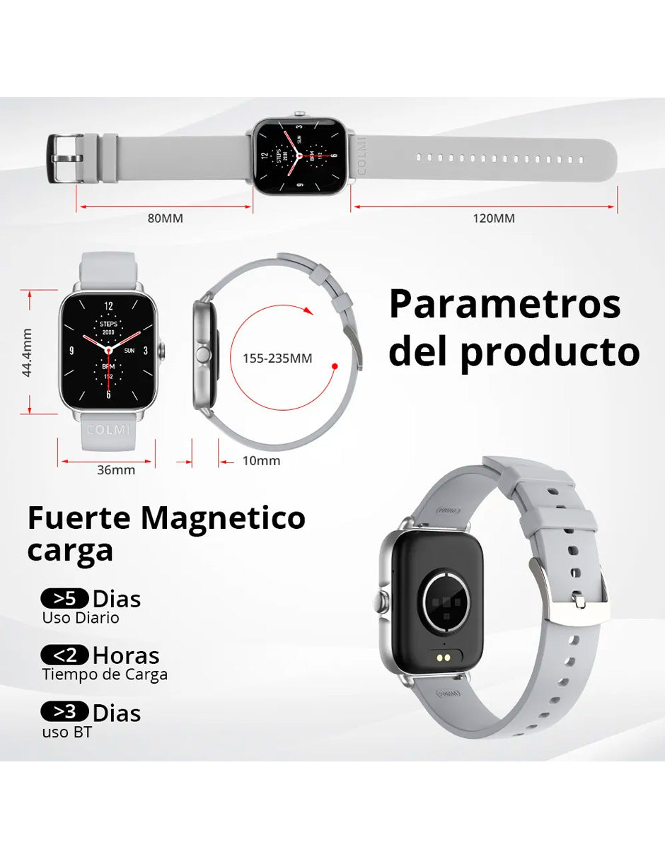 Smartwat P28 Compatible con Android e IOS con Llamada Silver