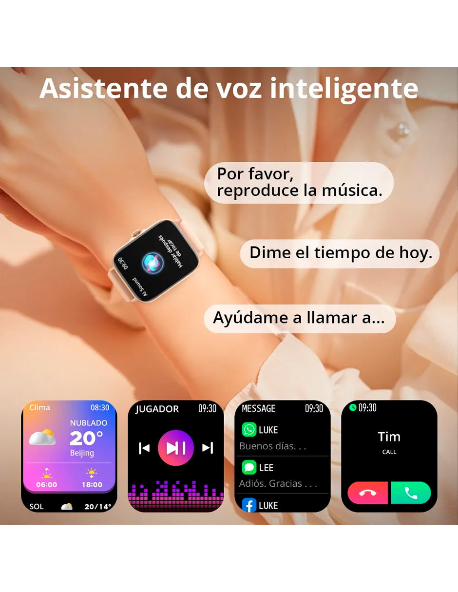 Smartwat P28 Compatible con Android e IOS con Llamada DORADO