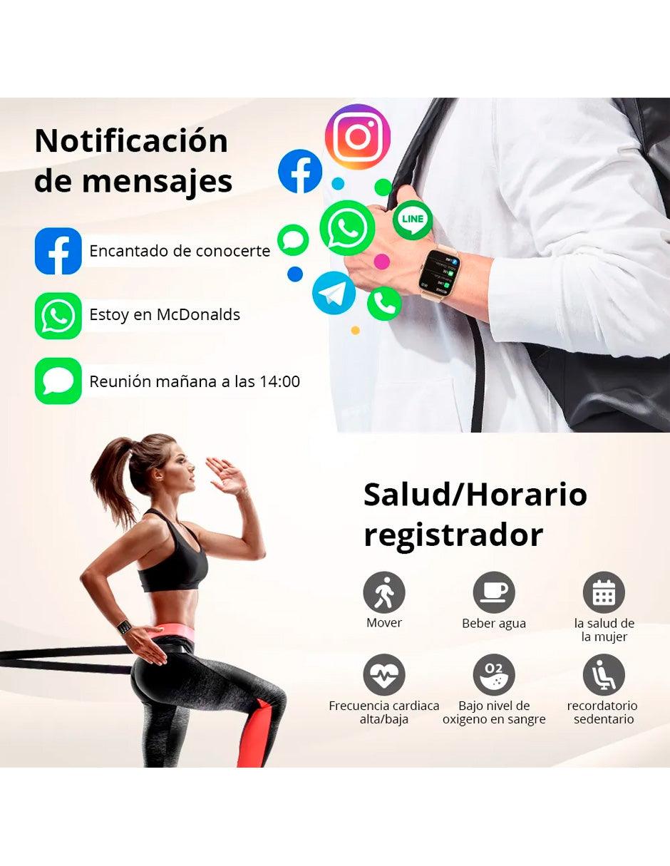 Smartwat P28 Compatible con Android e IOS con Llamada DORADO