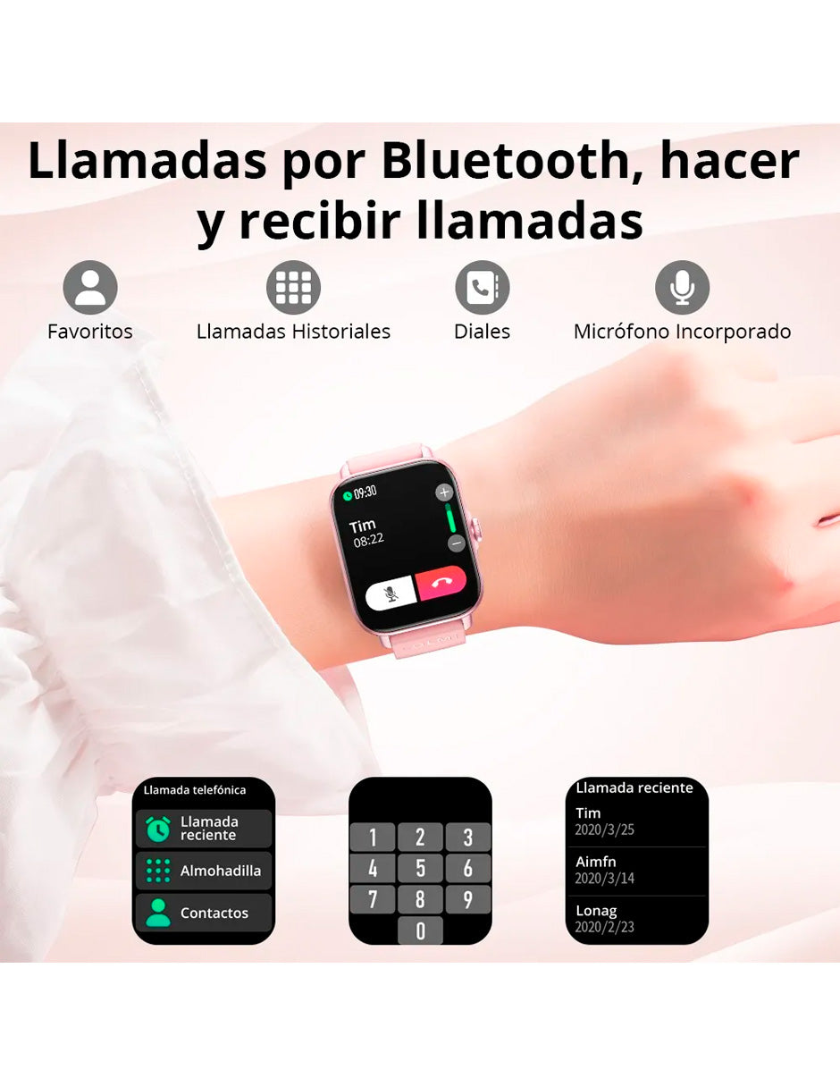 Smartwat P28 Compatible con Android e IOS con Llamada Rosa