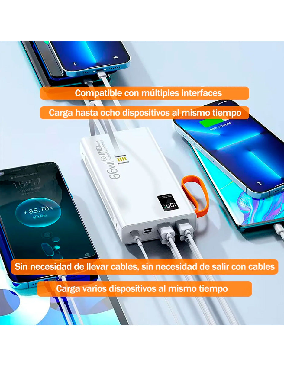 PowerBank Portátil 66w de 40000mah LIla uso Múltiple