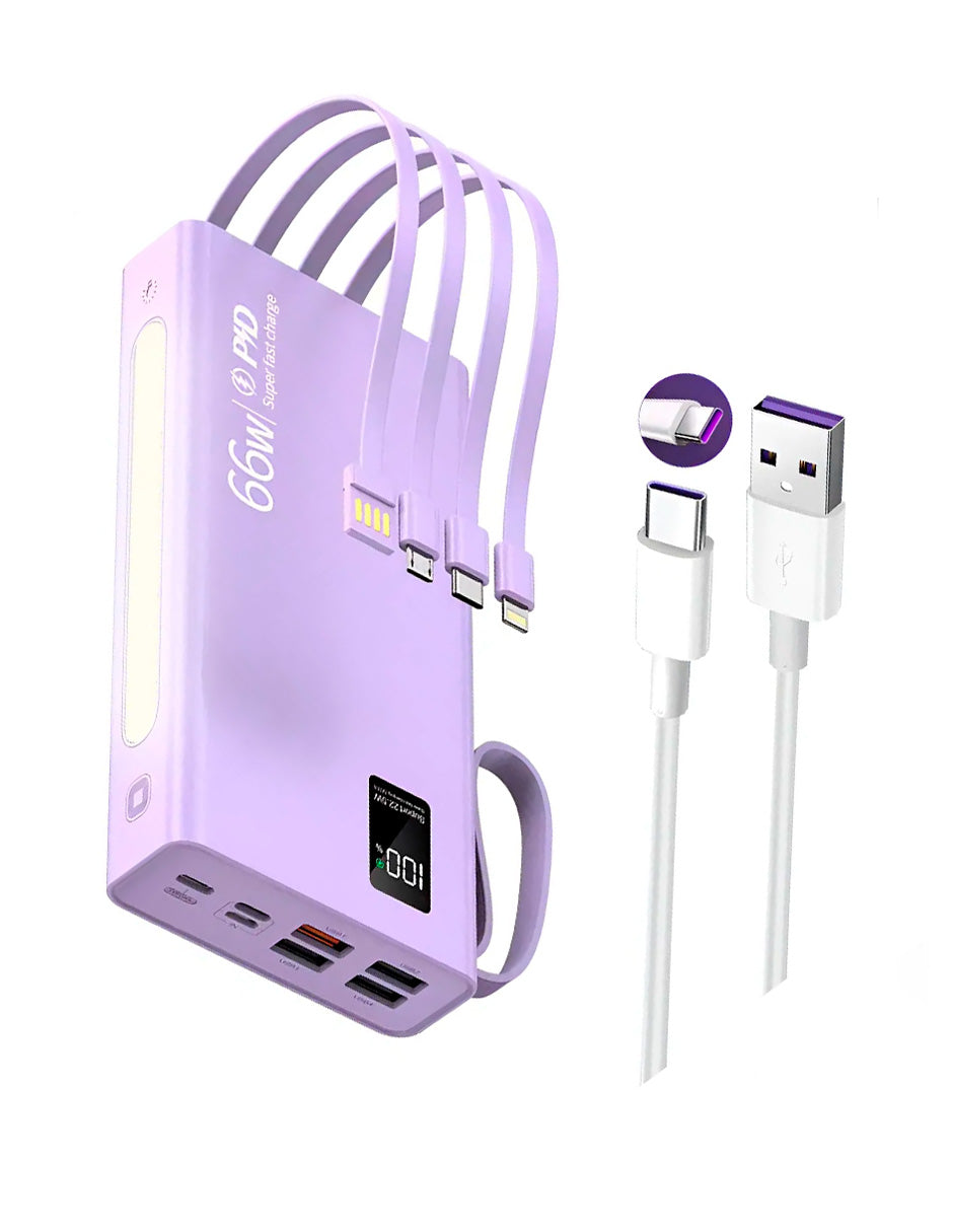 PowerBank Portátil 66w de 40000mah LIla uso Múltiple