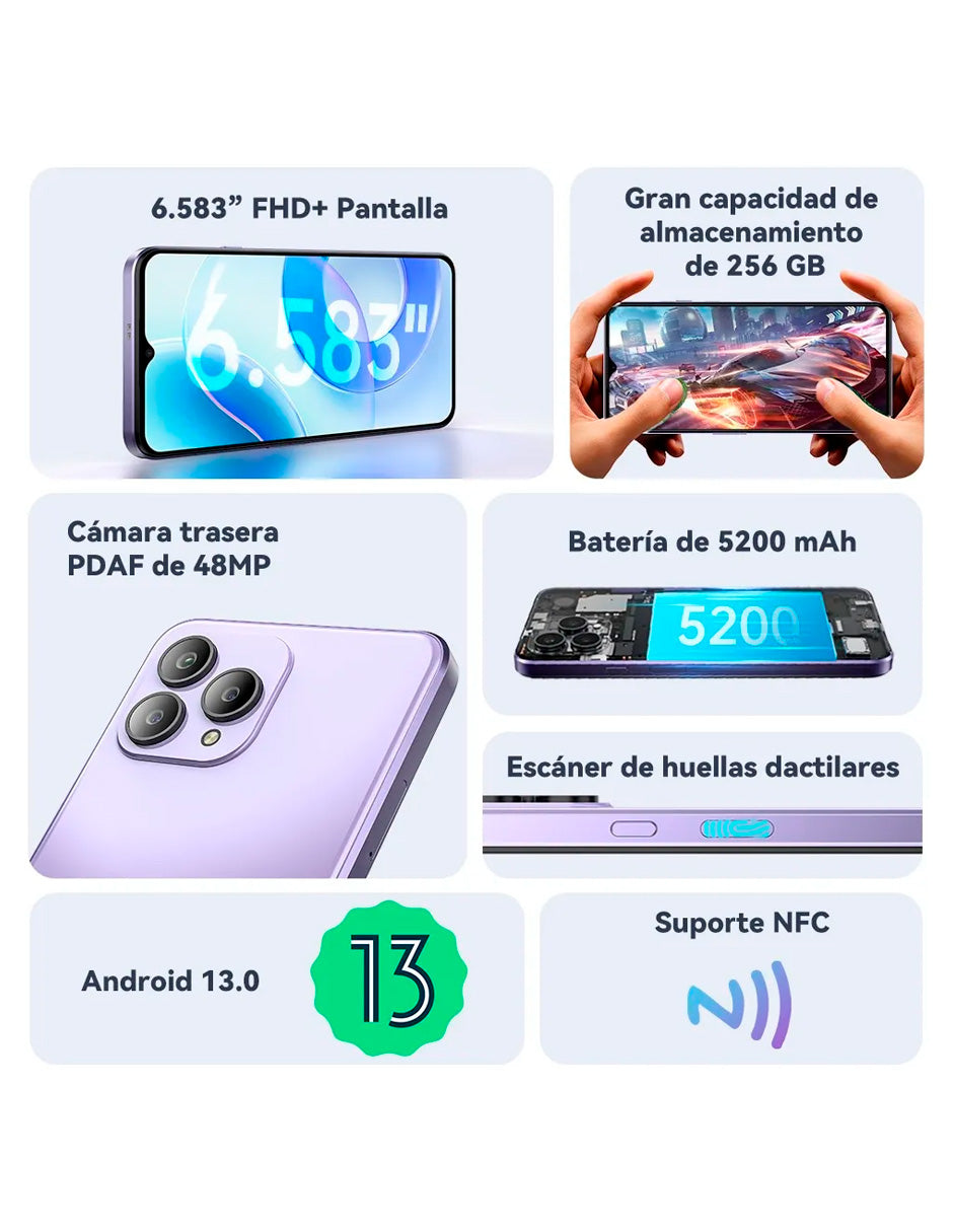 SmartPhone P80 Dual Sim 256 Gb 8 Gb Ram 5200mah con Android 13 Azul