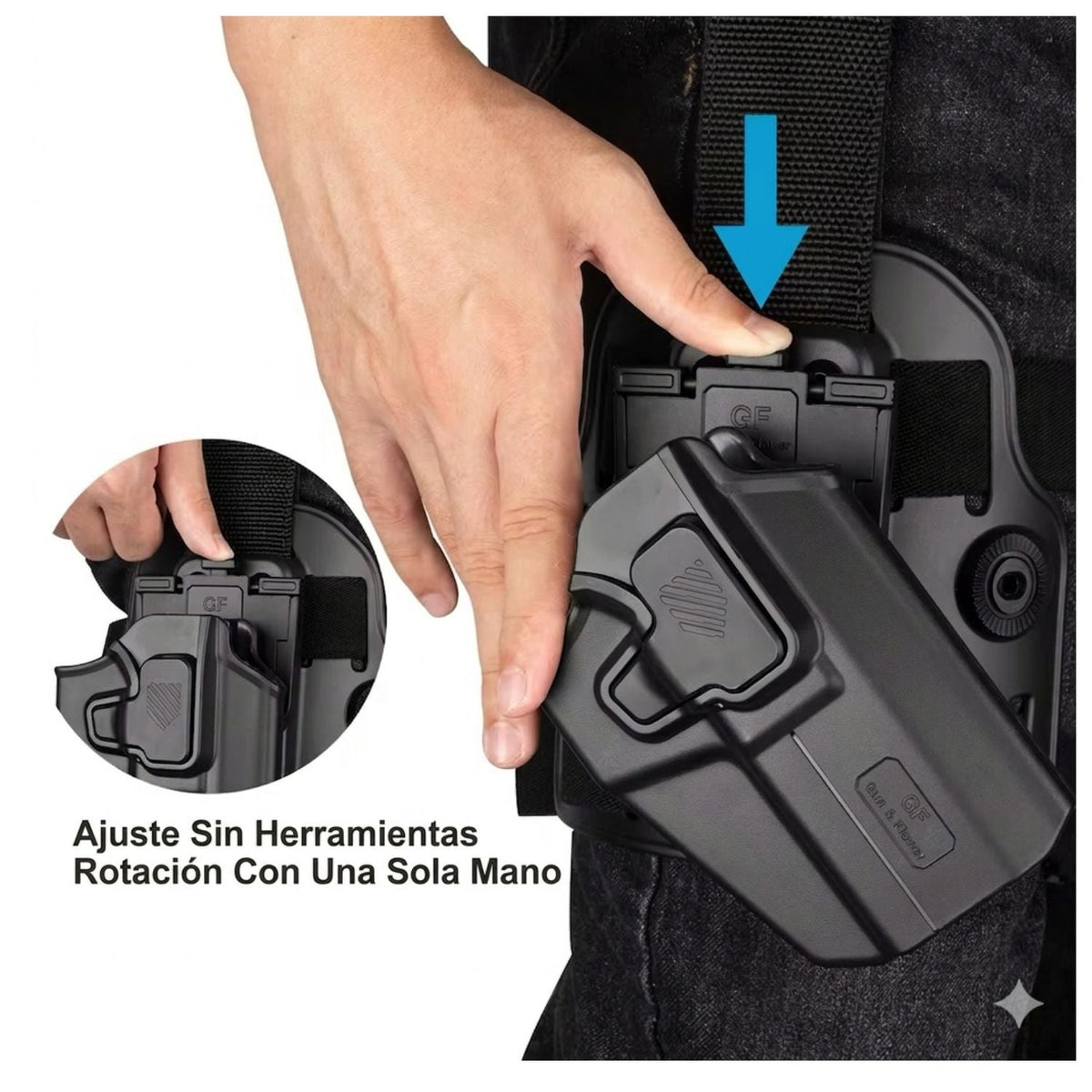 Funda táctica de muslo universal con rotación 360° y liberación rápida - foto 4