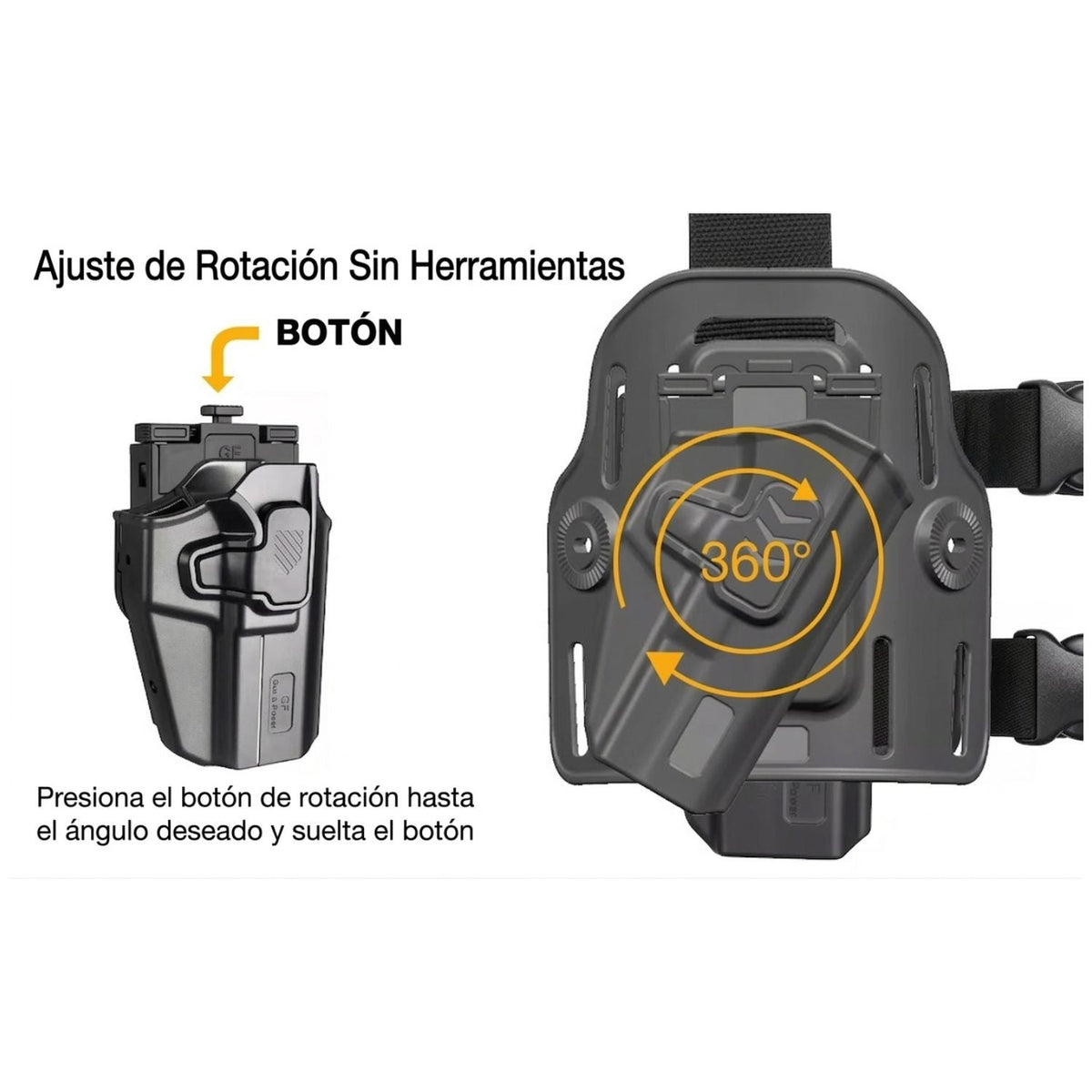 Funda táctica de muslo universal con rotación 360° y liberación rápida - foto 6