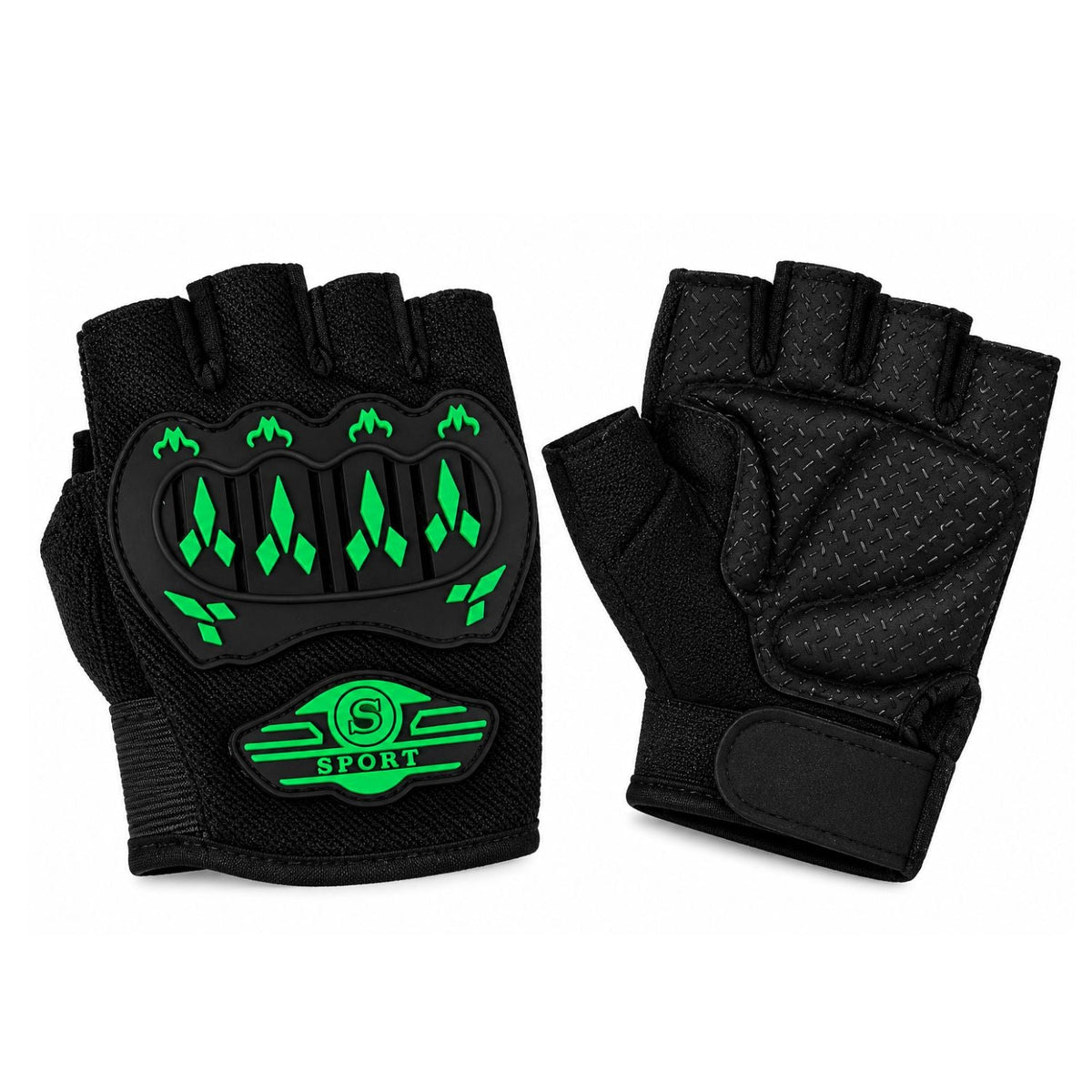 Guantes de medio dedo para moto y ciclismo con protección en nudillos