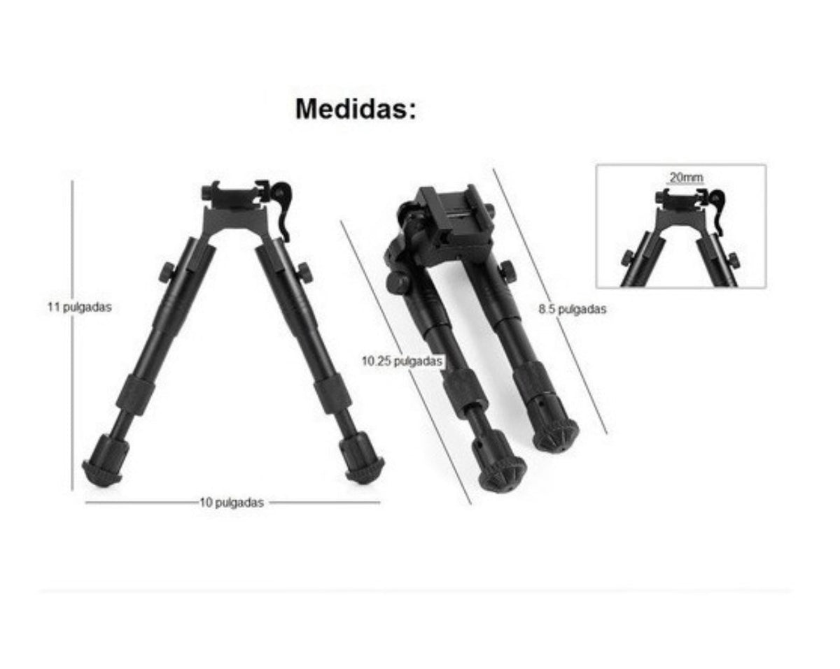 Bípode ajustable metálico para rifle de airsoft y caza PJ426 - foto 2