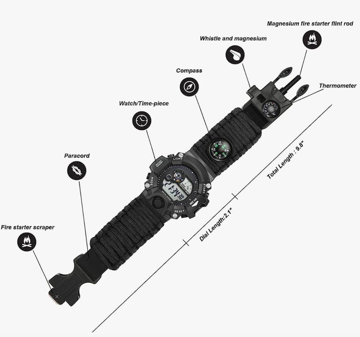 Reloj deportivo de supervivencia con luz, modelo PJ476 - foto 4