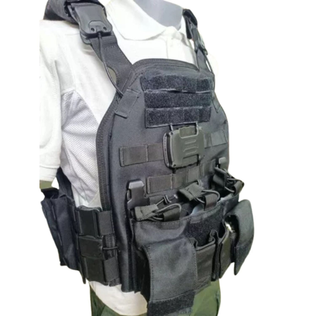 Chaleco táctico MOLLE con porta placa magnético y liberación rápida - foto 2