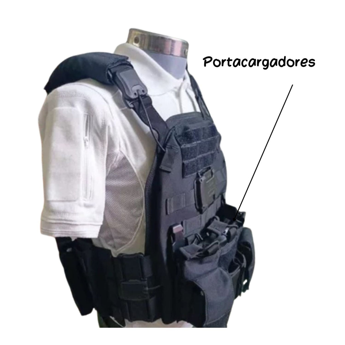 Chaleco táctico MOLLE con porta placa magnético y liberación rápida - foto 3