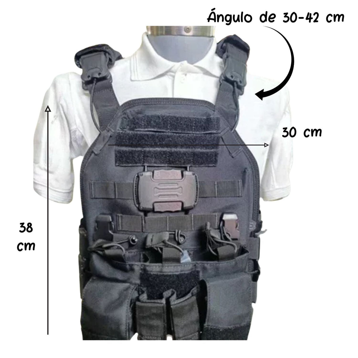 Chaleco táctico MOLLE con porta placa magnético y liberación rápida - foto 6