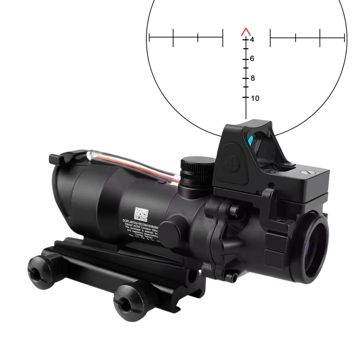 Mira óptica 4x32 de punto rojo con fibra óptica