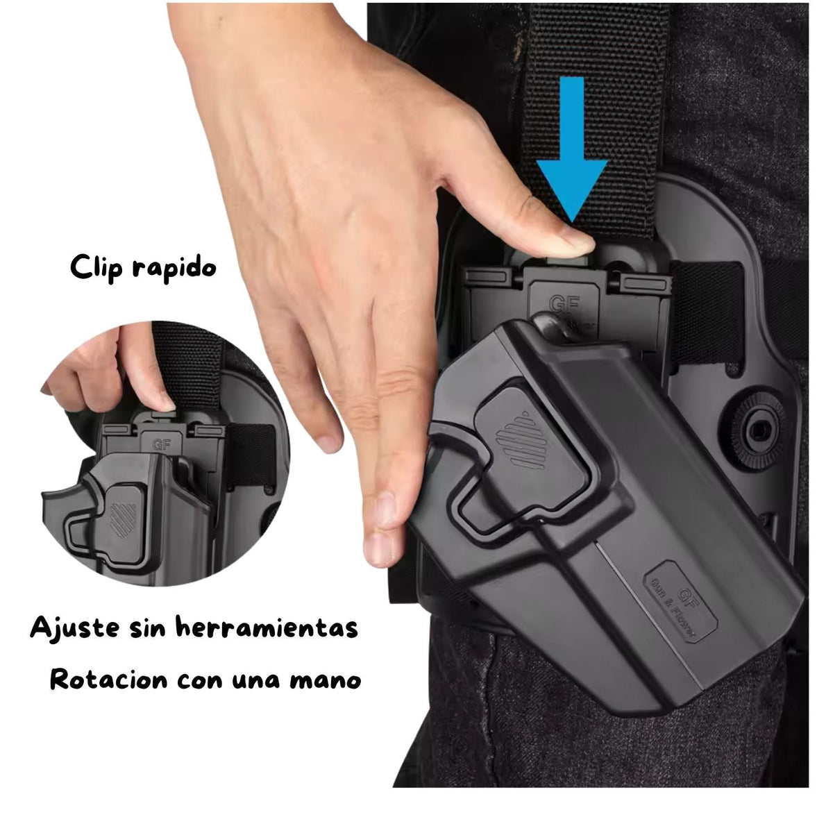 Funda táctica de pierna PJ698 con retención activa y correas ajustables - foto 3