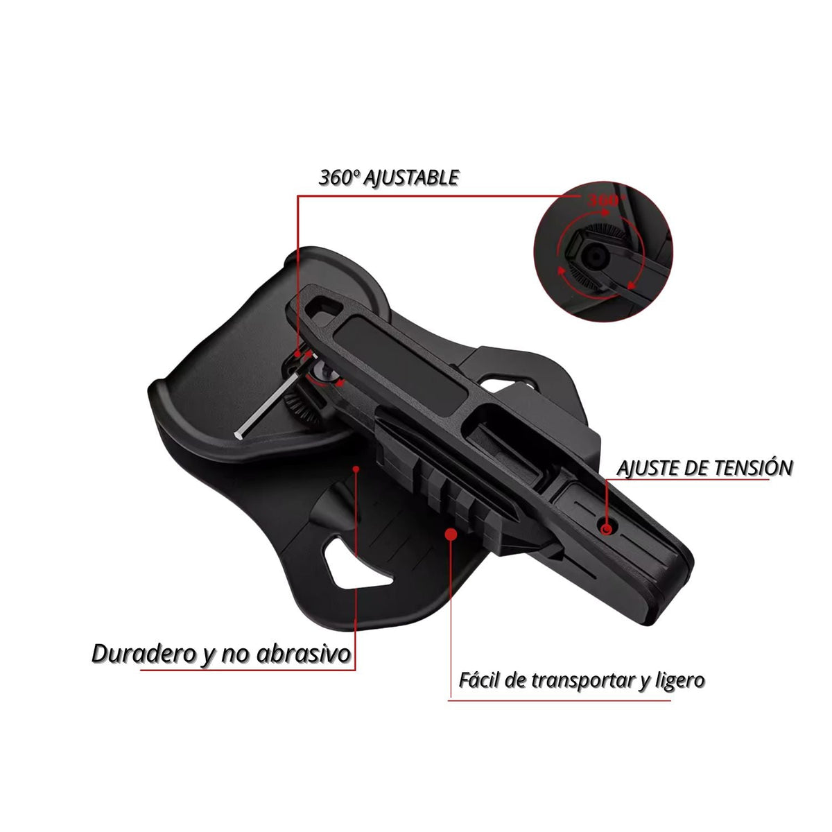 Funda holster universal talla L con riel picatinny giratorio 360° - foto 3