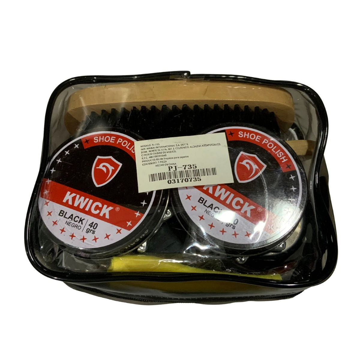 Kit para limpiar y abrillantar calzado negro con betún, cepillos y estuche - foto 3