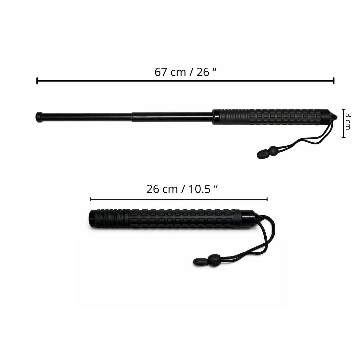Bastón retráctil de 67 cm con funda y correa de muñeca - foto 4