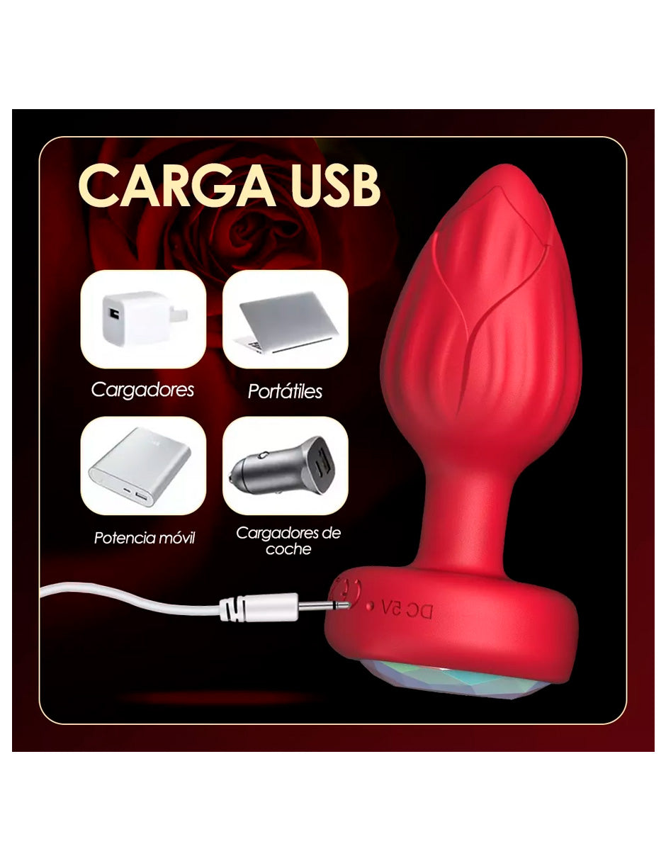 Vibrador Plug Anal Masajeador Silicona con Luz Led