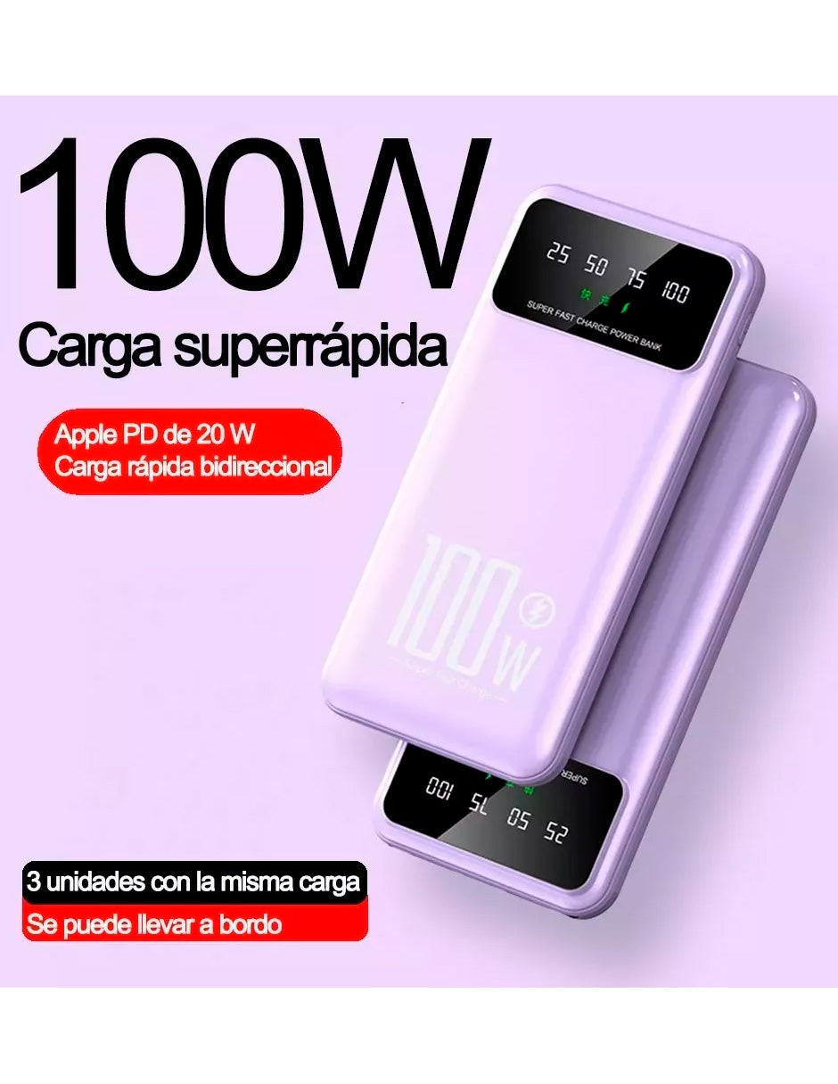 Power Bank PW-2 Petukita Box 20000 mah Lila Con Cable y Pantalla LCD