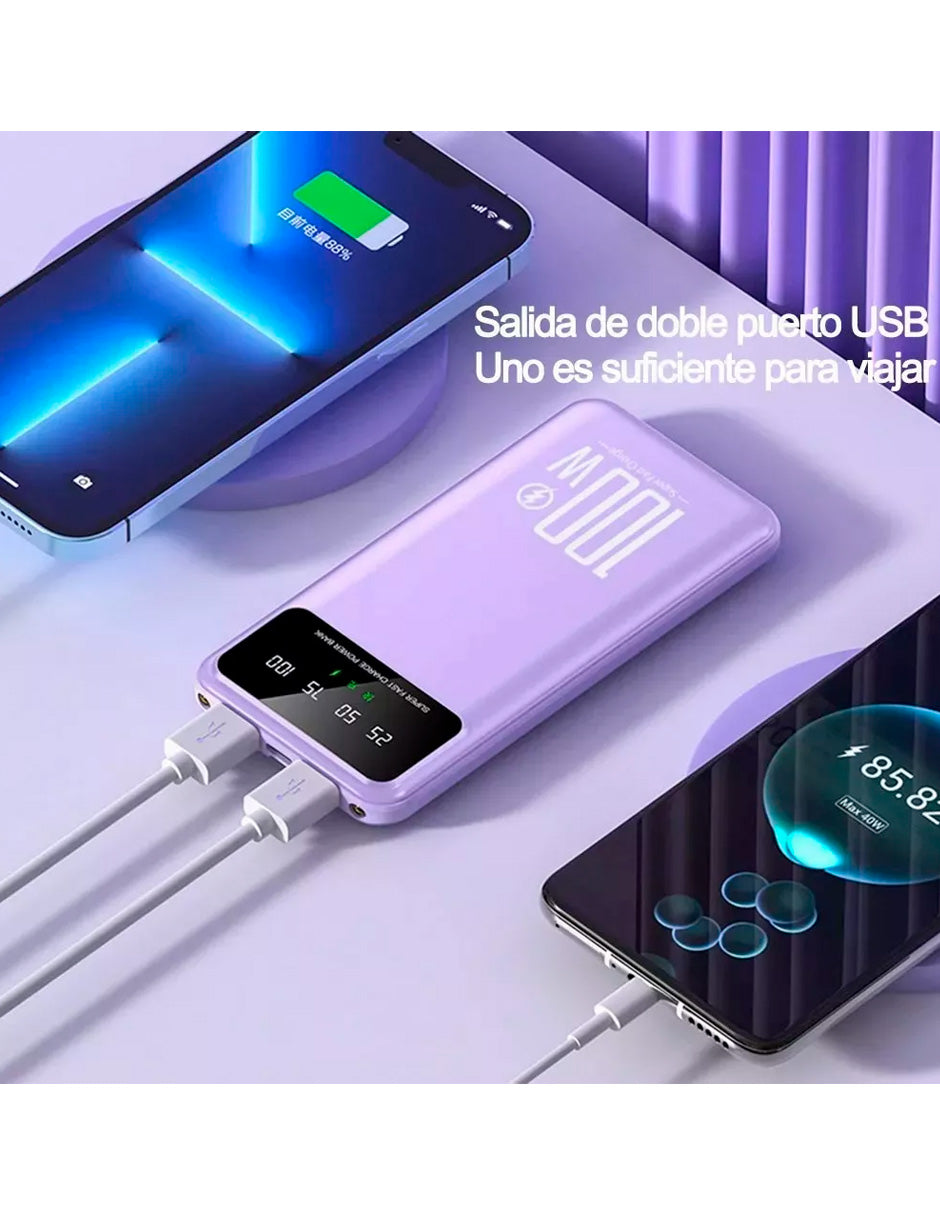 Power Bank PW-2 Petukita Box 20000 mah Lila Con Cable y Pantalla LCD